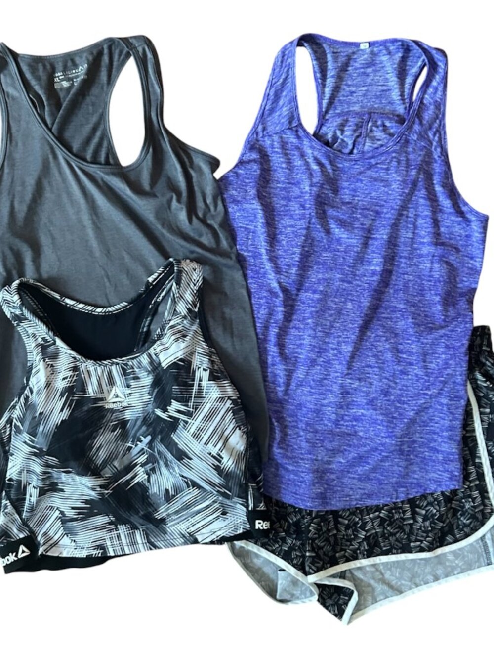 Activewear Lot Bundle Shorts Tanks Sports Bra Size XL Performance Wear Reebok